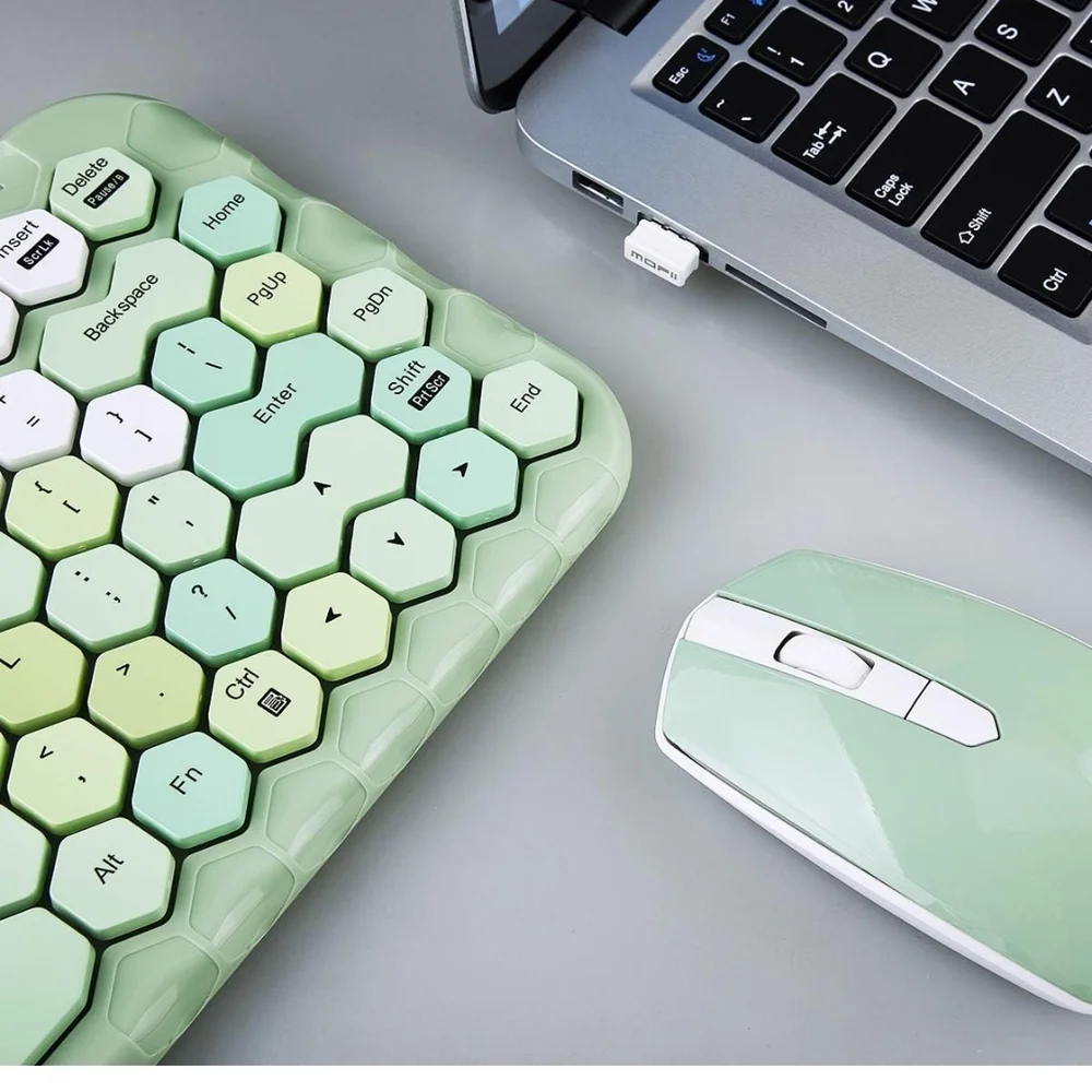 Brand New Green Wireless Keyboard and Mouse Set